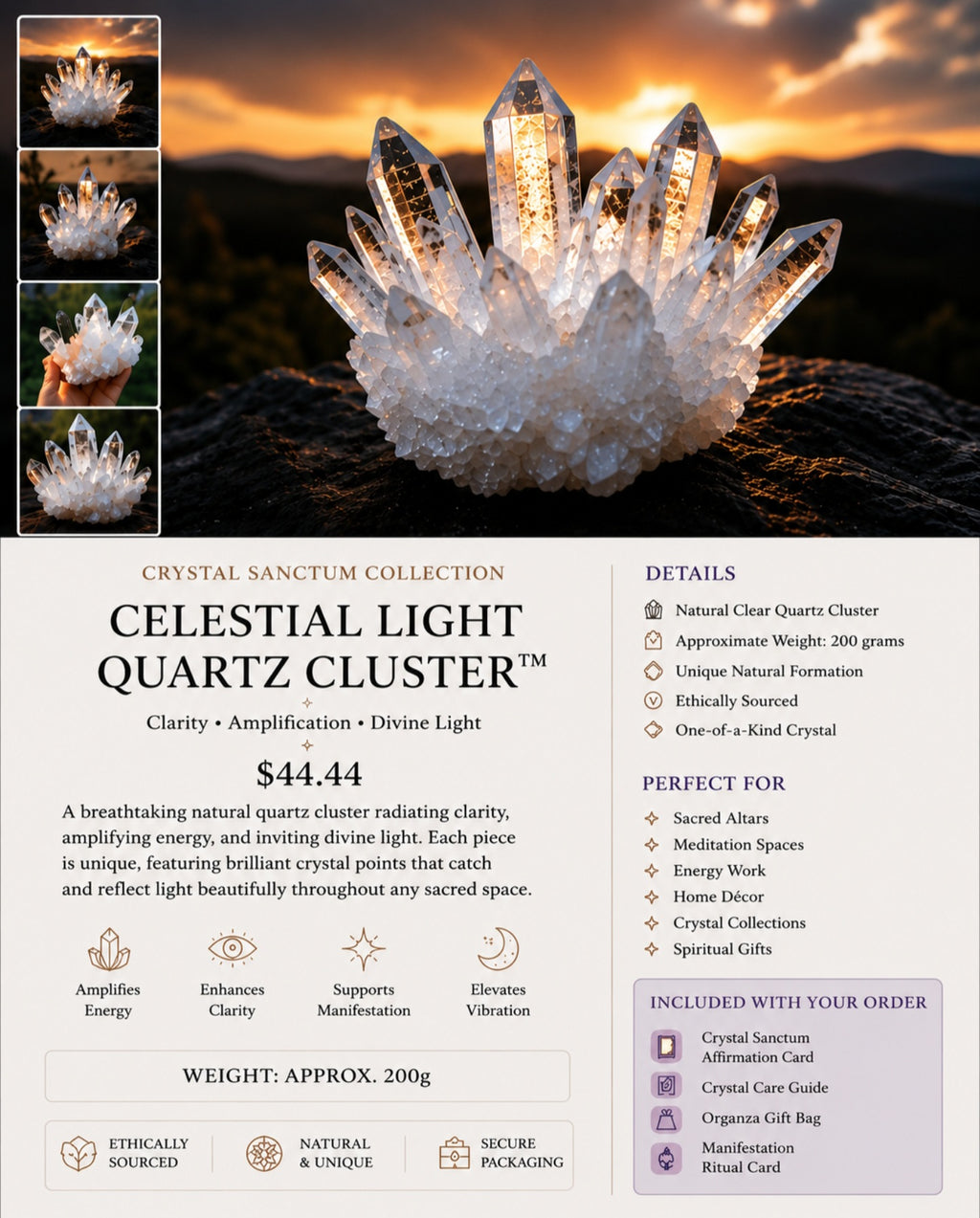 Celestial Light Quartz Cluster