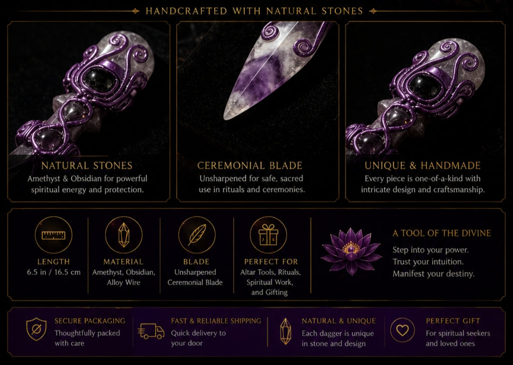 Amethyst & Obsidian Ritual Dagger