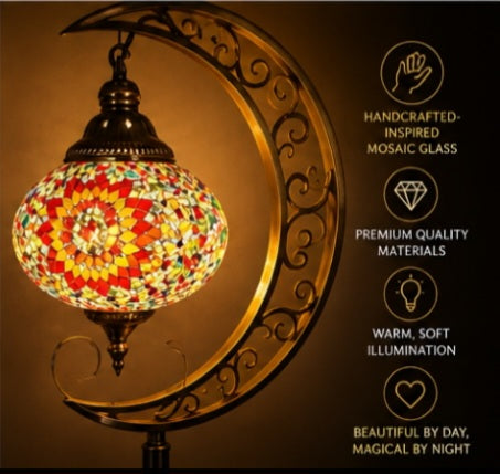 🌙 Celestial Crescent Mosaic Floor Lamp