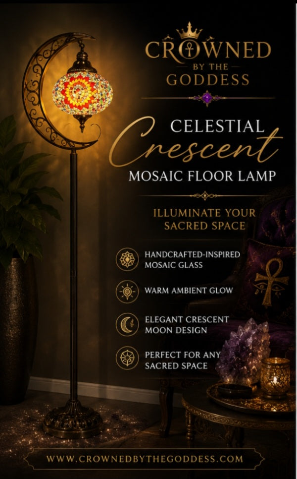 🌙 Celestial Crescent Mosaic Floor Lamp