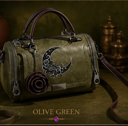 Celestial Moon Luxe Handbag | Vintage Crossbody & Top Handle Purse