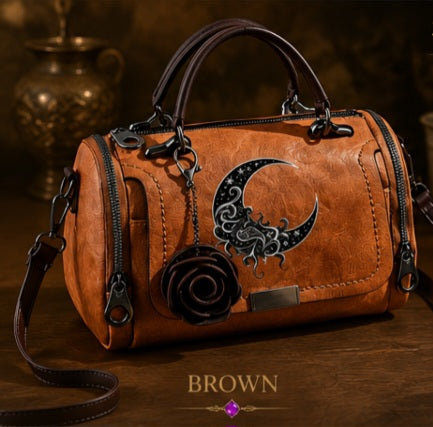 Celestial Moon Luxe Handbag | Vintage Crossbody & Top Handle Purse