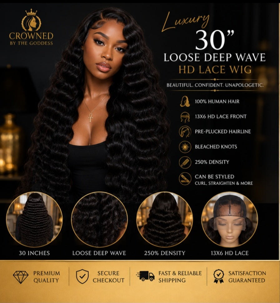 30" Goddess Loose Deep Wave HD Lace Wig